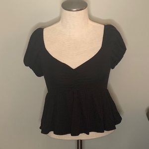 Forever 21 babydoll flowing black top Small S